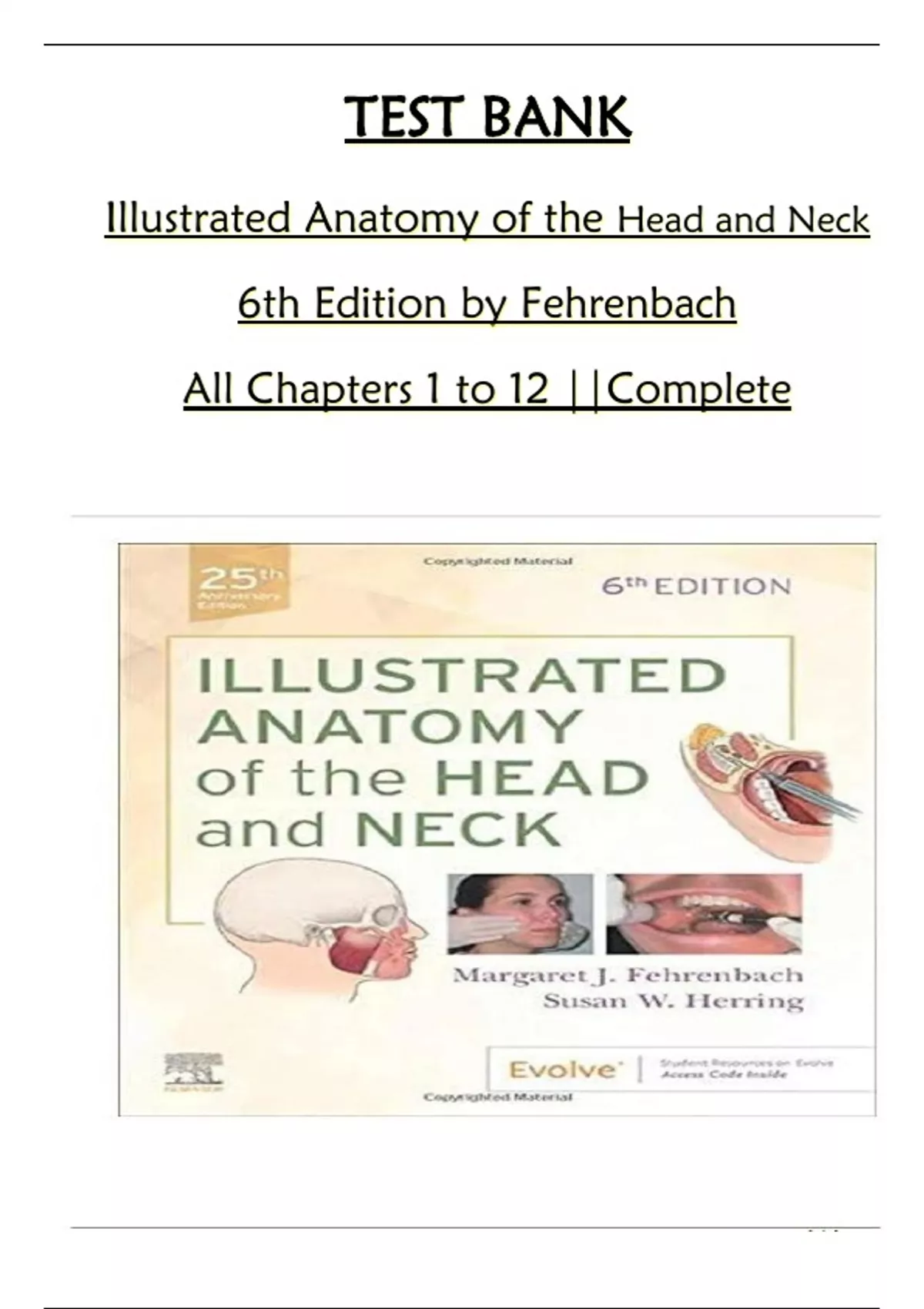 TEST BANK for Illustrated Anatomy of the Head and Neck 6th Edition by ...