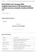 BYUI BIO181 Unit 1 Ecology 2025 update&vert;comprehensive &lpar;96&rpar; questions and verified answers &lpar;complete solutions&rpar; GRADE A&plus;&excl;&excl;