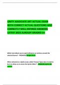 UNITY ASSOCIATE ART ACTUAL EXAM WITH CORRECT ACTUAL QUESTIONS AND CORRECTLY WELL DEFINED ANSWERS LATEST 2025 ALREADY GRADED A&plus; 