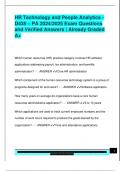 HR Technology and People Analytics -  D435 &ndash; PA 2024&sol;2025 Exam Questions  and Verified Answers &vert; Already Graded  A&plus;