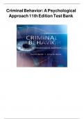 TEST BANK Criminal behavior a psychological approach 11th edition test bank