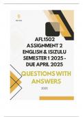 AFL1502 Assignment 2 ENGLISH & ISIZULU Semester 1 2025 - DUE April 2025