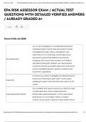 EPA RISK ASSESSOR EXAM &sol; ACTUAL TEST QUESTIONS WITH DETAILED VERIFIED ANSWERS &sol; ALREADY GRADED A&plus;