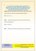 Texas Drivers Handbook Study and Review  Questions for Class C Operators Questions and  Correct Detailed Answers &lpar;Verified Answers&rpar;  &vert;&vert;Already Graded A&plus;&vert;&vert;Newest Version
