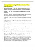 Managerial Accounting WGU - Questions And Clear&comma; Concise Answers