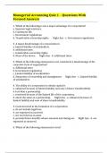 Managerial Accounting Quiz 1  - Questions With Focused Answers