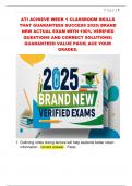 ATI ACHIEVE WEEK 1 CLASSROOM SKILLS  THAT GUARANTEES SUCCESS 2025&vert; BRAND  NEW ACTUAL EXAM WITH 100&percnt; VERIFIED  QUESTIONS AND CORRECT SOLUTIONS&vert;  GUARANTEED VALUE PACK&vert; ACE YOUR  GRADES&period;