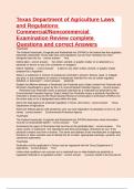 Texas Department of Agriculture Laws and Regulations Commercial&sol;Noncommercial Examination Review complete Questions and correct Answers