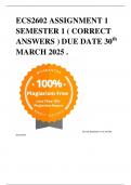 ECS2602 ASSIGNMENT 1 SEMESTER 1 &lpar; CORRECT ANSWERS &rpar; DUE DATE 30th MARCH 2025 &period;