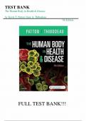 Test Bank For The Human Body in Health and Disease 7th Edition by Patton &vert; Complete Chapters 1 - 25 &vert; 100 &percnt; Verified graded A&plus;