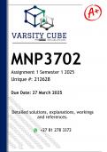 MNP3702 Assignment 1 &lpar;DETAILED ANSWERS&rpar; Semester 1 2025 - DISTINCTION GUARANTEED 
