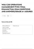 WGU C215 OPERATIONS MANAGEMENT PVDC FINAL EXAM&sol;ACTUAL EXAM QUESTIONS AND ANSWERS&sol;GRADE A&plus; ASSURED