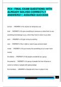 PC4 - FINAL EXAM QUESTIONS&vert; WITH  ALREADY SOLVED CORRECTLY  ANSWERS&excl;&excl; &vert; ASSURED SUCCESS
