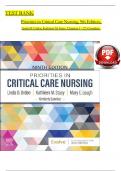 Test Bank &ndash; Priorities in Critical Care Nursing&comma; 9th Edition &lpar;ISBN&colon; 9780323809818&rpar; &mdash; Complete Chapters 1&ndash;27 &vert; Verified Q&A