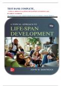 TEST BANK COMPLETE&lowbar;  A TOPICAL APPROACH TO LIFESPAN DEVELOPMENT 11TH EDITION&comma; &lpar;2022&rpar; BY JOHN W&period; SANTROCK ALL CHAPTER 1-17&vert; LATEST VERSION WITH DETAILED AND VERIFIED ANSWERS GRADE A&plus;