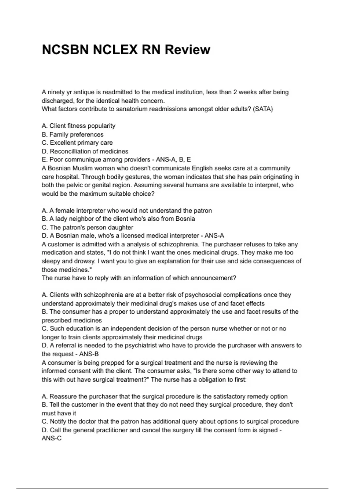 NCSBN NCLEX RN Review QUESTIONS WITH DETAILED VERIFIED ANSWERS (100% ...