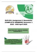 EUP1501 Assignment 2 Newsletter &lpar;COMPLETE ANSWERS&rpar; Semester 1 2025 - DUE April 2025&semi; 100&percnt; correct  solutions and explanations&period; 