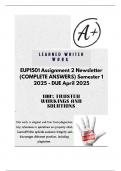 EUP1501 Assignment 2 Newsletter &lpar;COMPLETE ANSWERS&rpar; Semester 1 2025 - DUE April 2025&semi; 100&percnt; TRUSTED Complete&comma; trusted solutions and explanations&period;