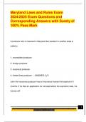 Maryland Laws and Rules Exam  2024&sol;2025 Exam Questions and  Corresponding Answers with Surety of  100&percnt; Pass Mark 
