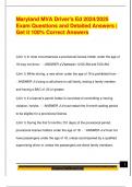 Maryland MVA Driver's Ed 2024&sol;2025  Exam Questions and Detailed Answers &vert;  Get it 100&percnt; Correct Answers 