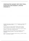 FIREFIGHTER HAZMAT OPS TEST FINAL EXAM 2024 NEWEST UPDATE GRADED A&plus;