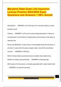 Maryland State Exam Life Insurance  License Practice 2024&sol;2025 Exam  Questions and Answers &vert; 100&percnt; Solved