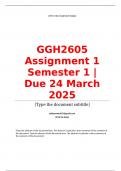 GGH2605 Assignment 1 Semester 1 &vert; Due 24 March 2025