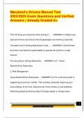 Maryland's Drivers Manual Test  2024&sol;2025 Exam Questions and Verified  Answers &vert; Already Graded A&plus;
