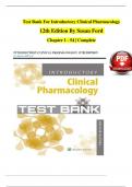 Test Bank For Introductory Clinical Pharmacology 12th Edition By Susan Ford  Chapter 1 - 54 &vert; Complete   