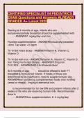 CERTIFIED SPECIALIST IN PEDIATRICS EXAM Questions and Answers ALREADY GRADED A&plus; Latest 2025