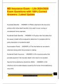 MD Insurance Exam &ndash; Life 2024&sol;2025  Exam Questions with 100&percnt; Correct  Answers &vert; Latest Update
