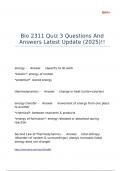 Bio 2311 Quiz 3 Questions And Answers Latest Update &lpar;2025&rpar;&excl;&excl;