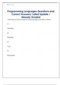 Programming Languages Questions and  Correct Answers&sol; Latest Update &sol;  Already Graded