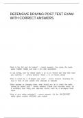 DEFENSIVE DRIVING POST TEST EXAM WITH CORRECT ANSWERS