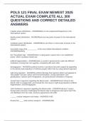 POLS 121 FINAL EXAM NEWEST 2025 ACTUAL EXAM COMPLETE ALL 300 QUESTIONS AND CORRECT DETAILED ANSWERS