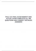 POLS 121 FINAL EXAM NEWEST 2025 ACTUAL EXAM COMPLETE ALL 300 QUESTIONS AND CORRECT DETAILED ANSWERS &emsp;