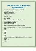 CAREGIVER EXAM QUESTIONS AND  ANSWERS RATED A&period;