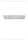   POLS 121 FINAL NEWEST 2025 ACTUAL EXAM COMPLETE ALL 300 QUESTIONS AND CORRECT DETAILED ANSWERS &emsp;