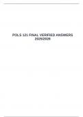   POLS 121 FINAL VERIFIED ANSWERS 2025&sol;2026 &emsp;