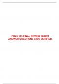  POLS 121 FINAL REVIEW SHORT ANSWER QUESTIONS 100&percnt; VERIFIED&period; &emsp;