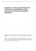 Chapter 6 Skin Care Products Chemistry&comma; Ingredients&comma; and Selection exam with verified answers