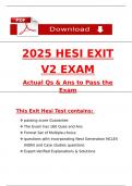 2025 HESI Exit Exam V2 Actual Qs & Ans to Pass the Exam &lpar;NGN style Qs & Case studies&rpar;&comma; 100&percnt; Verified