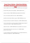 Texas Class A Barber - State Board Written 6th Edition Questions with Correct Answers 2025