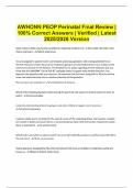 AWHONN PEOP Perinatal Final Review &vert; 100&percnt; Correct Answers &vert; Verified &vert; Latest 2025&sol;2026 Version