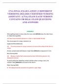 CNA FINAL EXAM LATEST &lpar;3 DIFFERENT VERSIONS&rpar; 2022-2024 CERTIFIED NURSING ASSISTANT &lpar;CNA&rpar; EXAM EACH VERSION CONTAINS 100 REAL EXAM QUESTIONS AND ANSWERS&period;