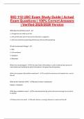 BIO 112 UBC Exam Study Guide &vert; Actual Exam Questions &vert; 100&percnt; Correct Answers &vert; Verified 2025&sol;2026 Version