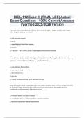 BIOL 112 Exam II &lpar;TAMU LEE&rpar; Actual Exam Questions &vert; 100&percnt; Correct Answers &vert; Verified 2025&sol;2026 Version