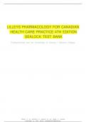 Complete Test Bank Lilleys Pharmacology for Canadian Health Care Practice 4th Edition Sealock&excl; RATED A&plus;