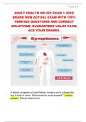 ADULT HEALTH NR-325 EXAM 1 2025&vert;  BRAND NEW ACTUAL EXAM WITH 100&percnt;  VERIFIED QUESTIONS AND CORRECT  SOLUTIONS&vert; GUARANTEED VALUE PACK&vert;  ACE YOUR GRADES&period;
