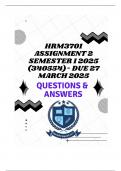 HRM3701 Assignment 2 Semester 1 2025 &lpar;340554&rpar;- DUE 27 March 2025